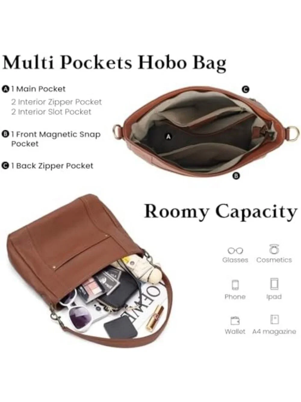 Genuine Leather Hobo Crossbody Bag for Women | Stylish Shoulder Handbag